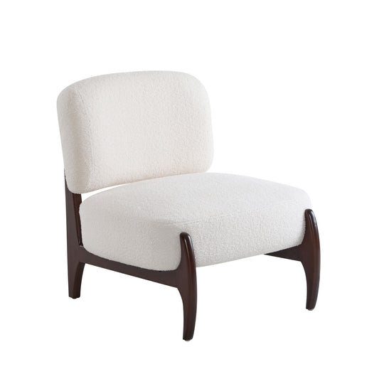 Modern Boucle Lounge Chair With Solid Wood Fram