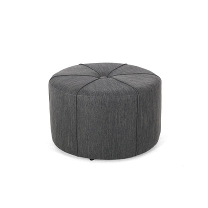 Contemporary Ottoman With Tonal Piping And Button Tuft Design