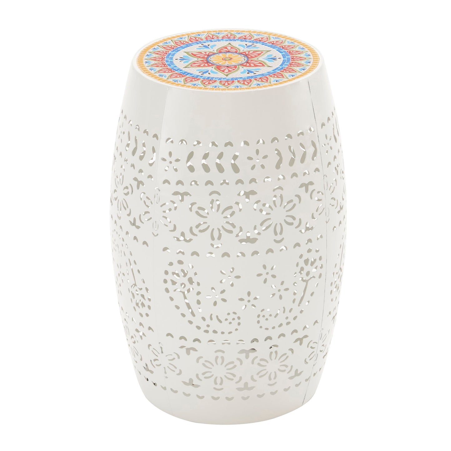 Ruby - Boho Mosaic Side Table With Ceramic Tile Top