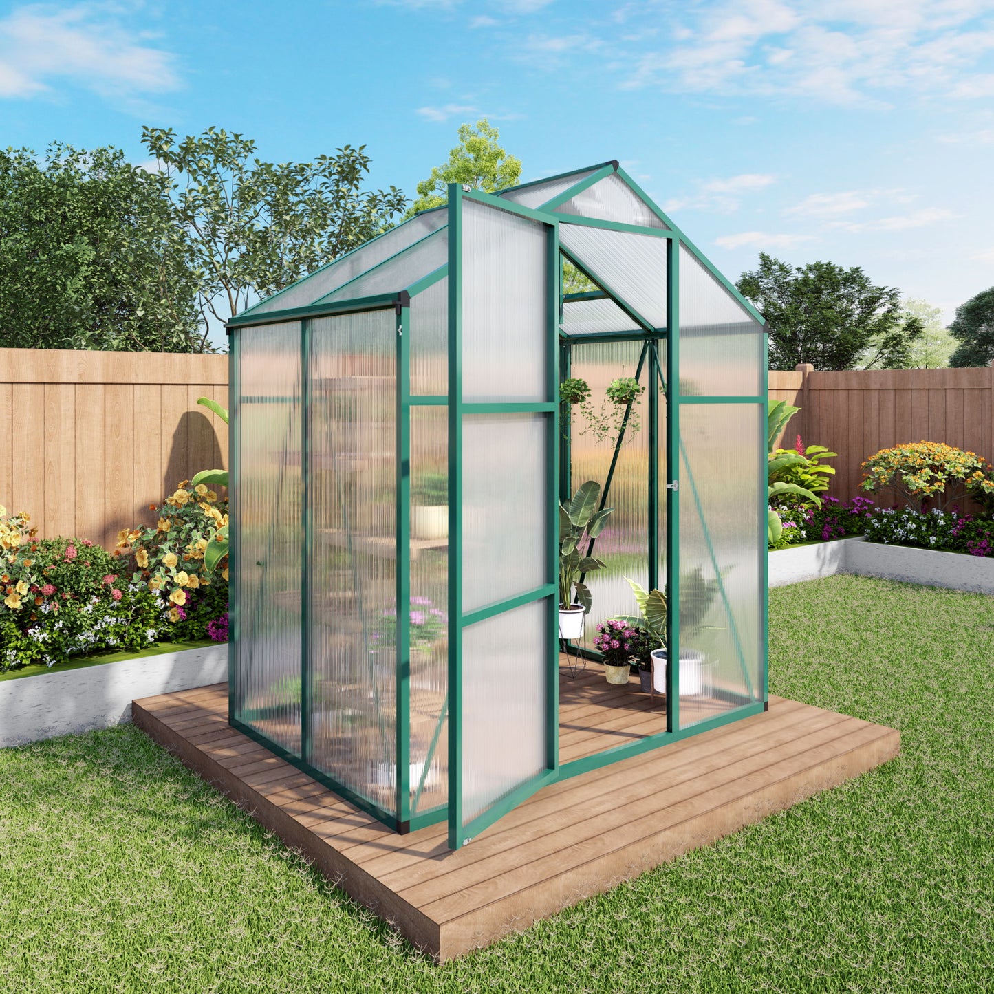 Polycarbonate Walk-In house, Raised Base For Outdoor In All Season