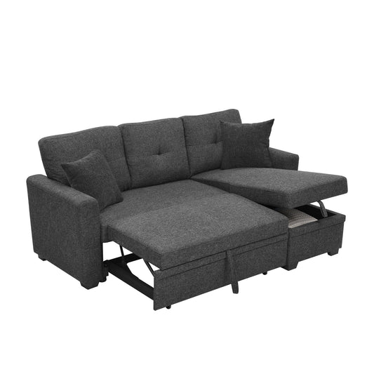 Upholstered Sectional With Pull Out Bed And Chaise Storage