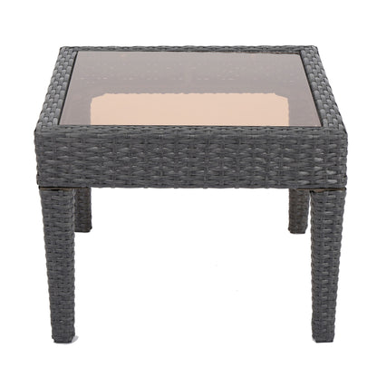 Outdoor Antibes Wicker Side Table, Accent Table - Gray
