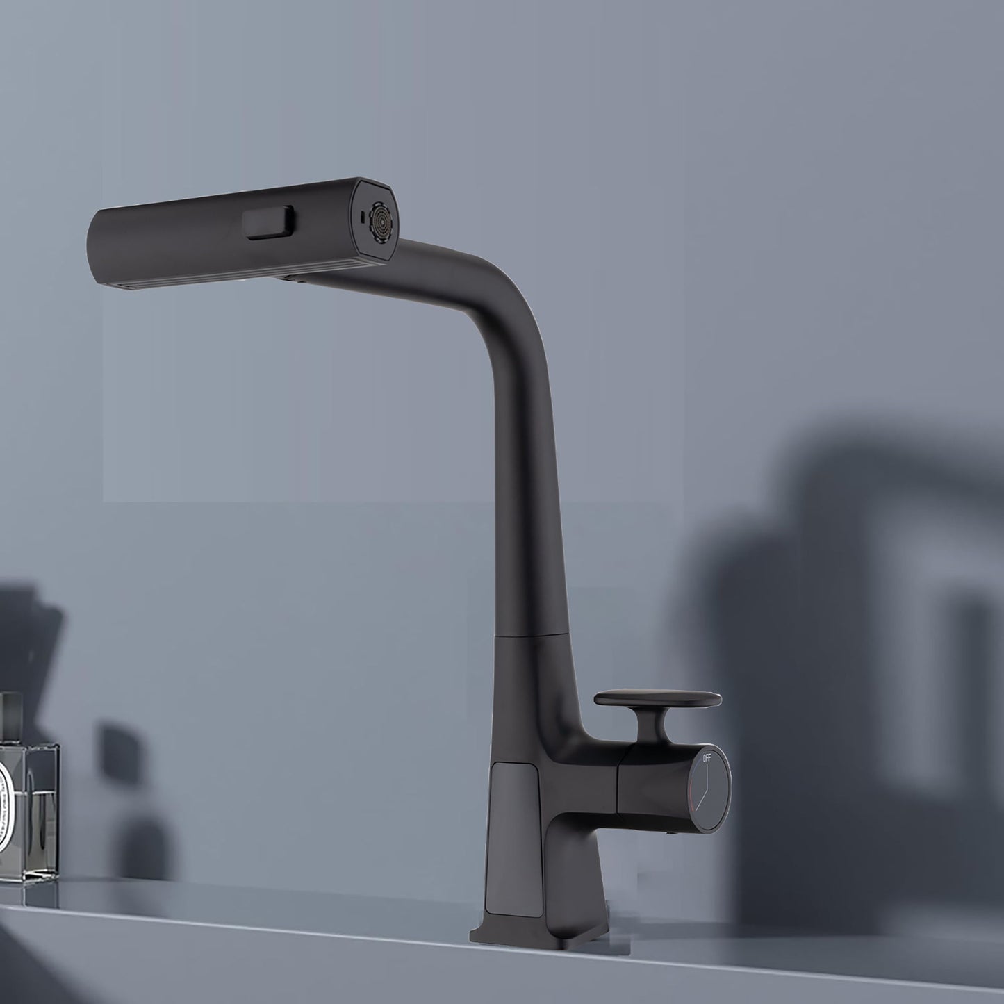 Waterfall Kitchen Faucet With Temperature Display And Pull Down Sprayer