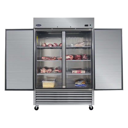 54" Commercial Freezer 49 Cu.Ft With 2 Solid Door Reach-In Freezers Stainless Steel Etl Approved Upright Freeze Storage - Silver
