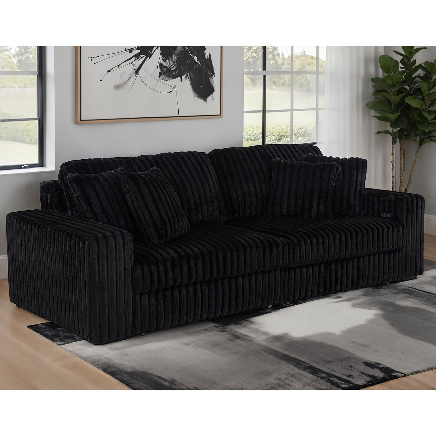 Clifford - Upholstered Dual Power Chaise Sofa - Black
