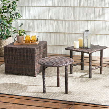 Lido - 3 Pieces Table Set - Brown Multi