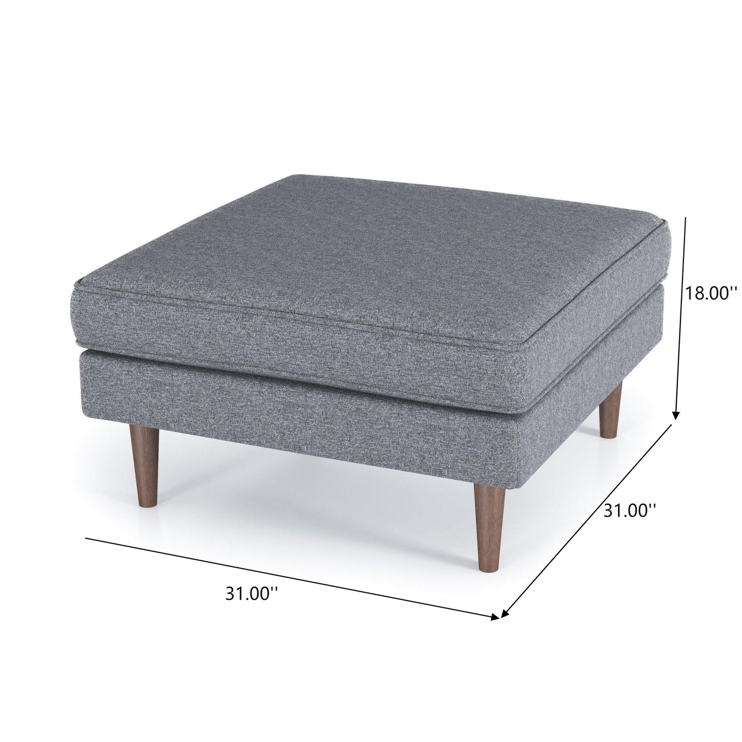 Amber - Square Upholstered Ottoman Linen