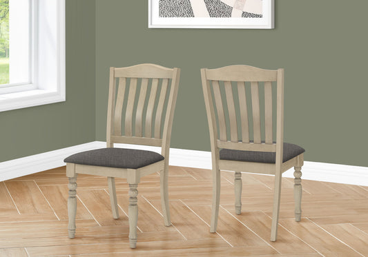 Dining Chair, Upholstered, Side, Transitional (Set of 2) - Gray