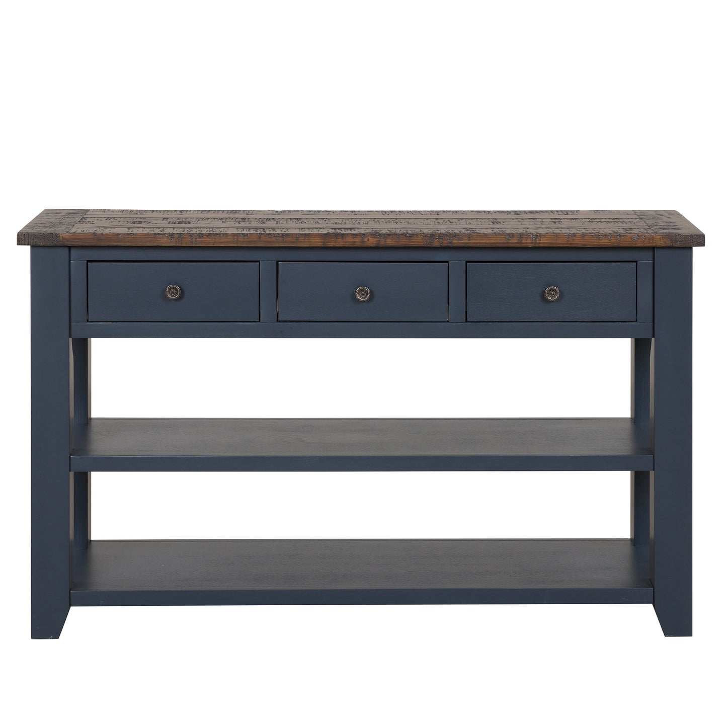 49'' Rectangular Solid 3 Drawer 2 Shelf Console Table - Blue