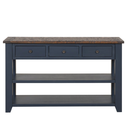 49'' Rectangular Solid 3 Drawer 2 Shelf Console Table - Blue