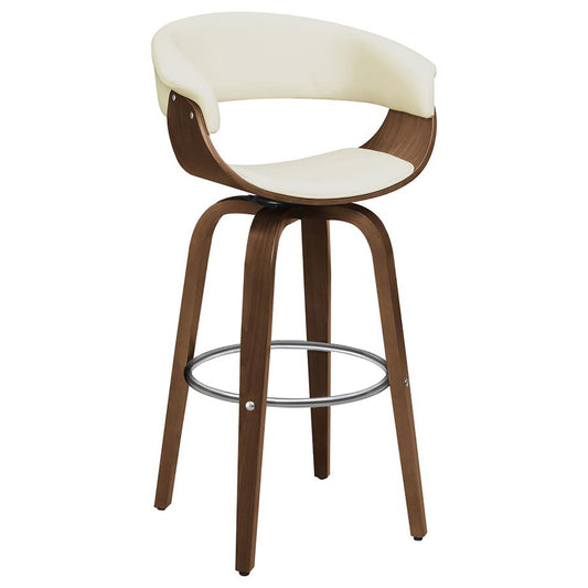 Swivel Bar Stool Elegant Design With Upholstery - Cream