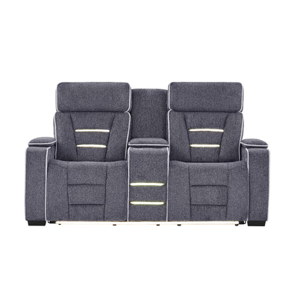 Austin - Console Reclining Loveseat With Storage Arms - Gray