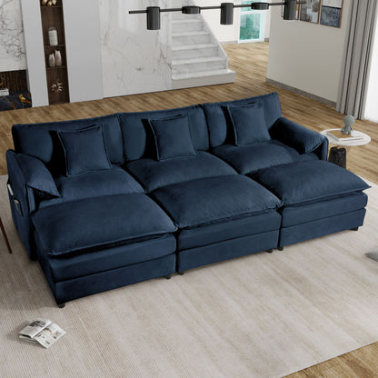 Modern Comfy Deep Seat Modular Sectional Sofa Cloud Couch With Ottoman