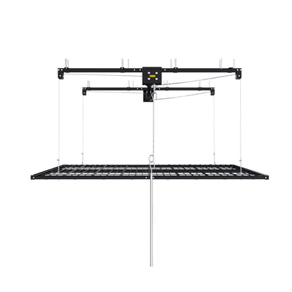 Overhead Garage Storage Rack For High Ceilings, Construction With Safety Lock - Black